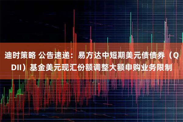 迪时策略 公告速递：易方达中短期美元债债券（QDII）基金美元现汇份额调整大额申购业务限制