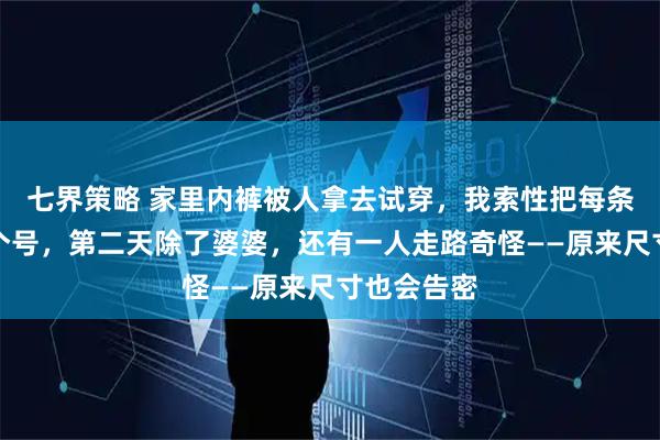 七界策略 家里内裤被人拿去试穿,我索性把每条都改小一个号,第二天除了婆婆,还有一人走路奇怪——原来尺寸也会告密